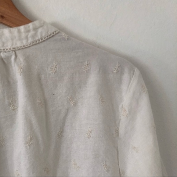 Zara Button Front Embroidered Peasant Top in Cream Sz S - Picture 6 of 10